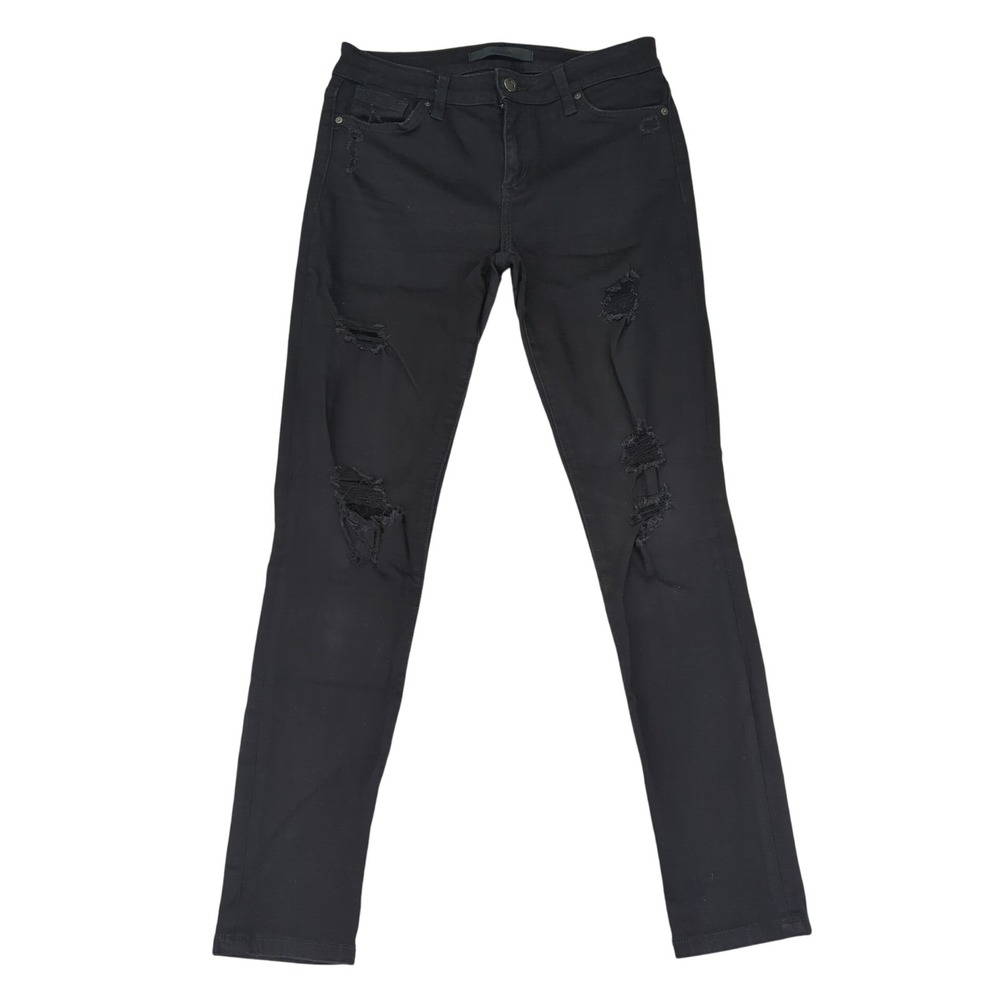 Joe's Jeans The Icon‎ Mid Rise Skinny Ankle Black Distressed Ripped Womens 29